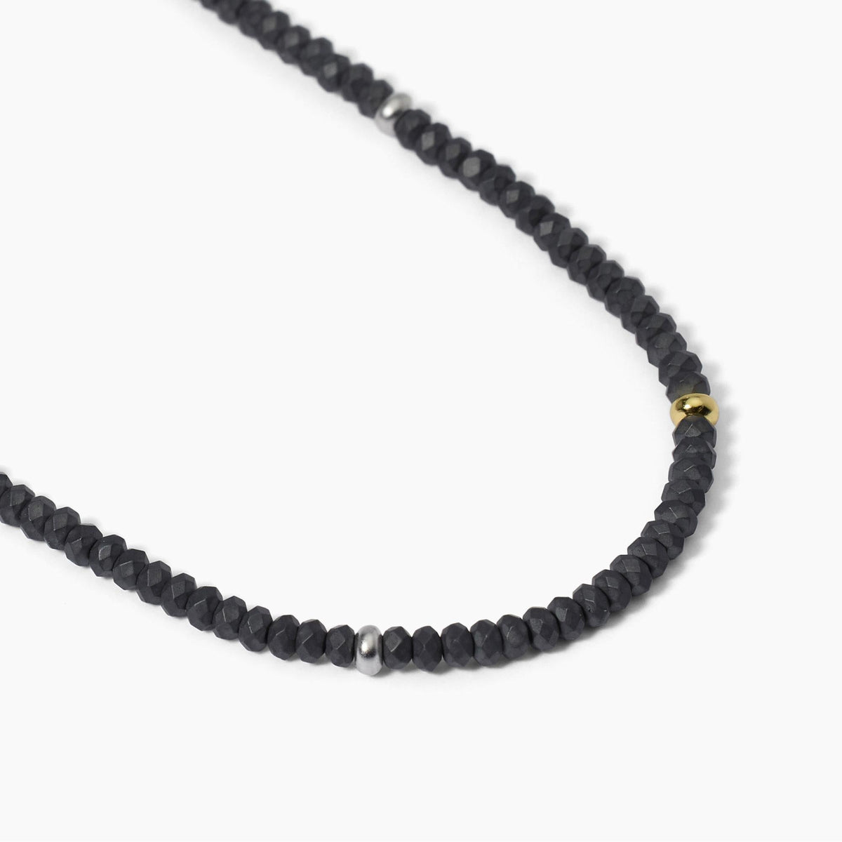 Collana in argento con ematite e inserti dorati ON ROAD - Gioielleria Fondente