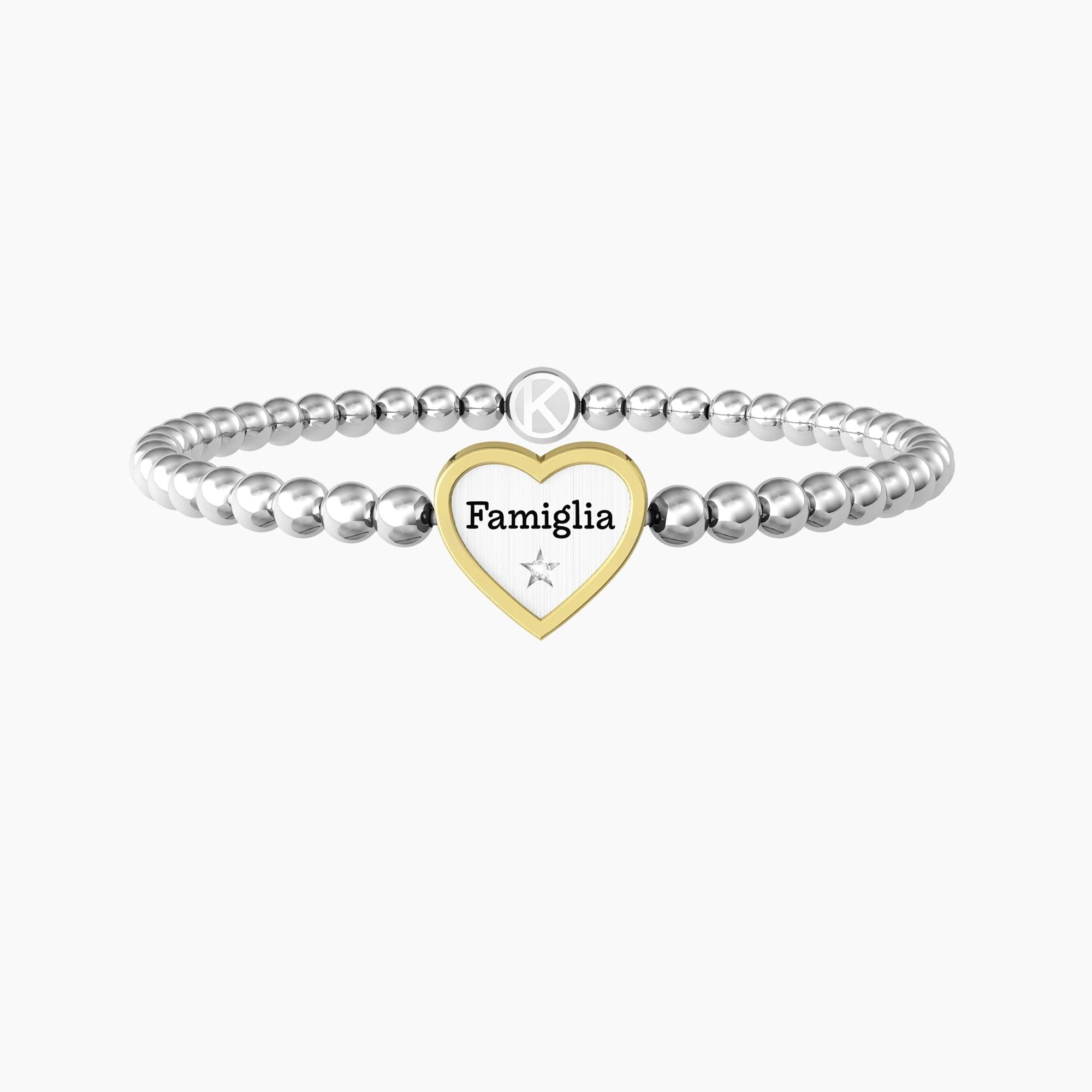 Bracciale elastico famiglia con ciondolo cuore CUORE | FAMIGLIA - Gioielleria Fondente