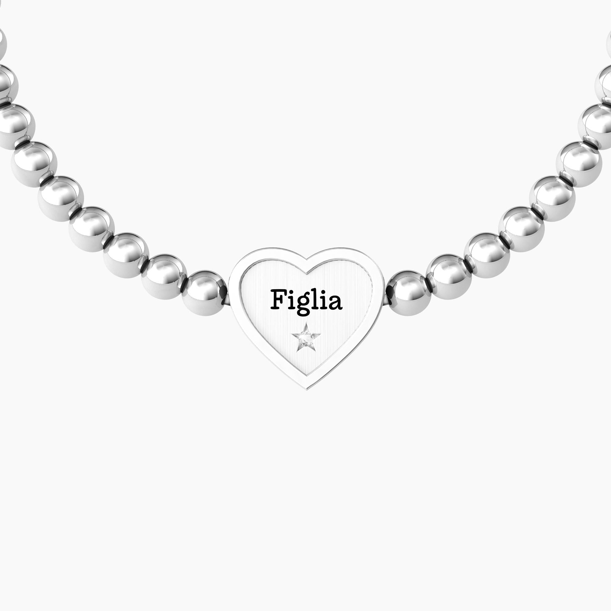 Bracciale elastico figlia con ciondolo cuore CUORE | FIGLIA - Gioielleria Fondente