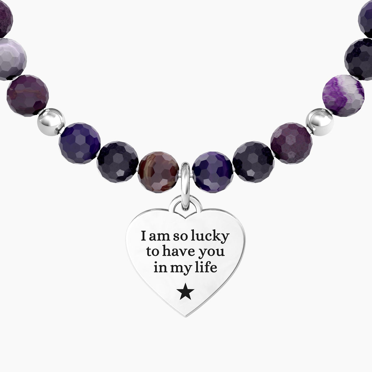 Bracciale amica con agata viola e ciondolo cuore CUORE | FRIEND IN MY LIFE - Gioielleria Fondente