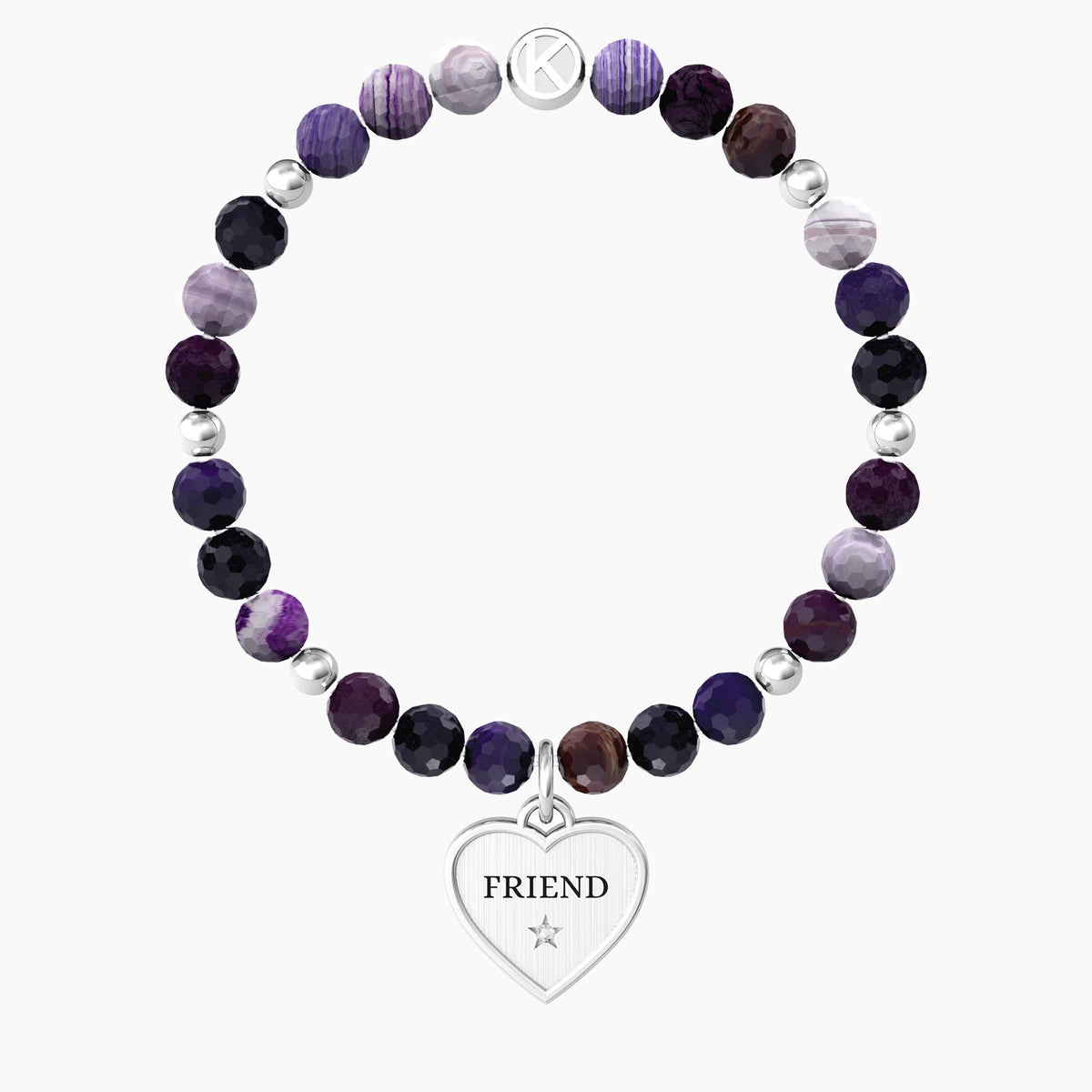Bracciale amica con agata viola e ciondolo cuore CUORE | FRIEND IN MY LIFE - Gioielleria Fondente