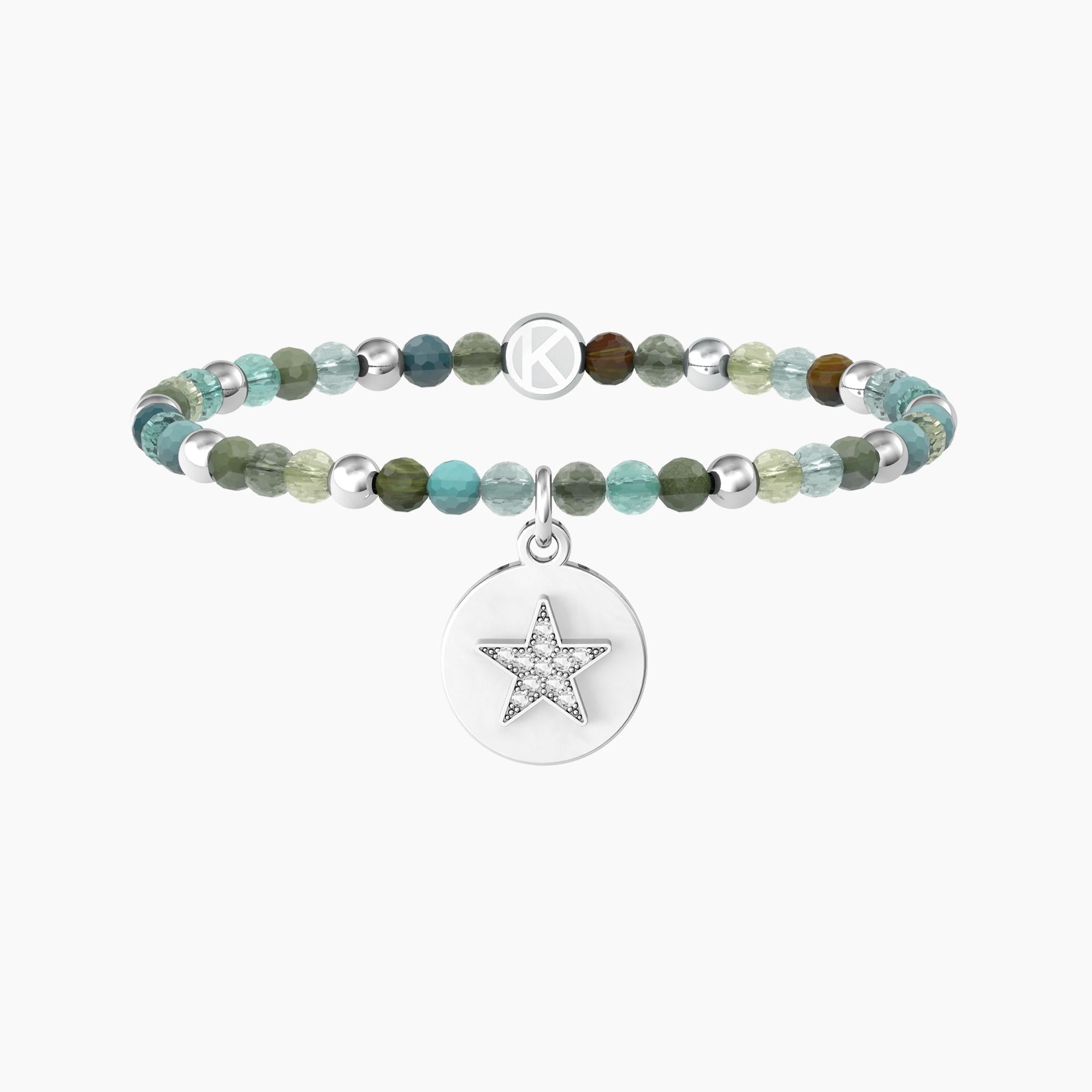Bracciale amica con agata multicolor e ciondolo "Stella | Grazie amica" - Gioielleria Fondente