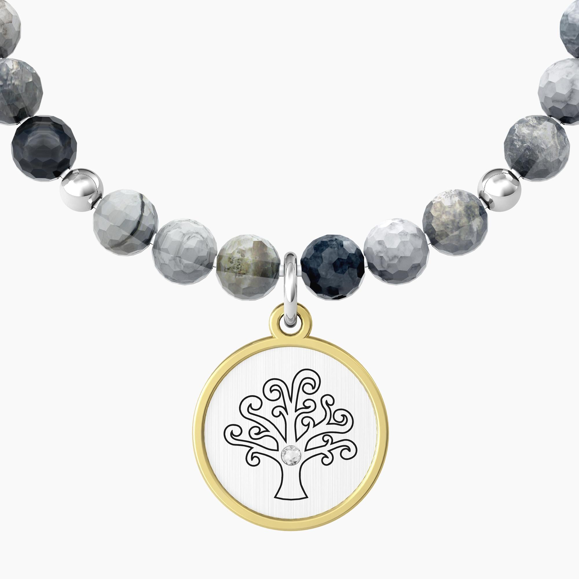 Bracciale famiglia con agata multicolor e ciondolo ALBERO | FAMIGLIA - Gioielleria Fondente