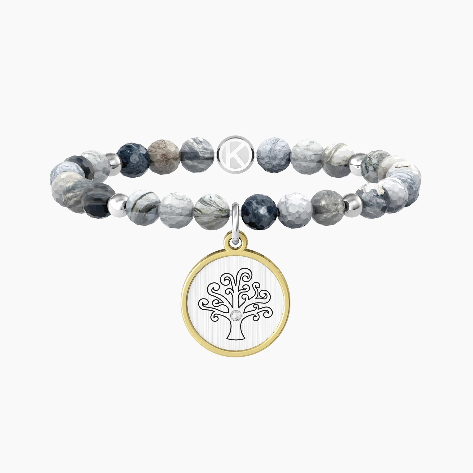 Bracciale famiglia con agata multicolor e ciondolo ALBERO | FAMIGLIA - Gioielleria Fondente