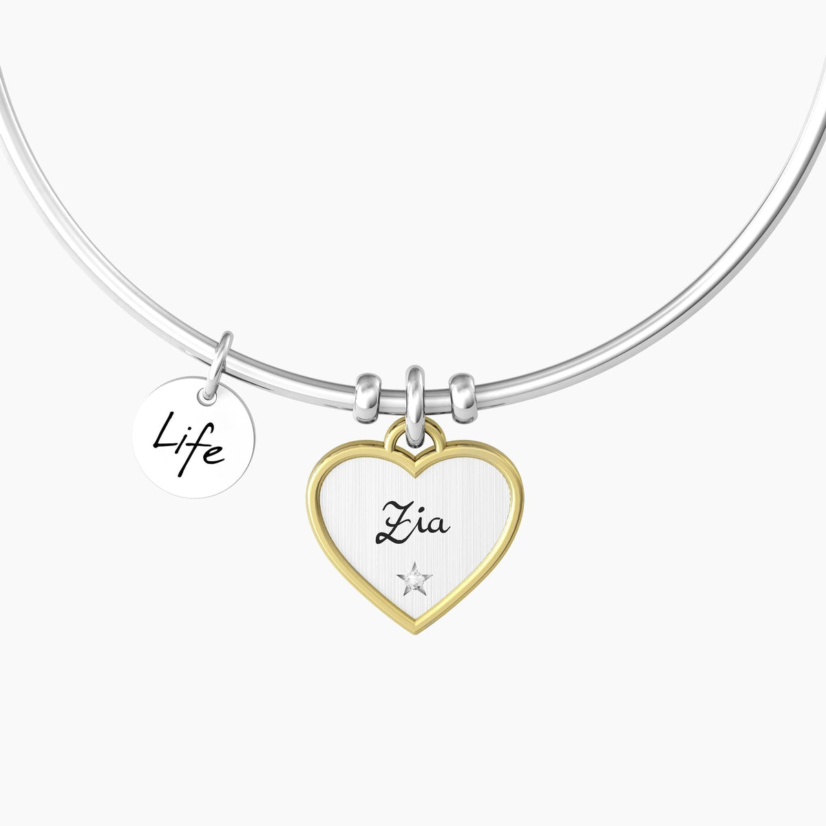 Bracciale rigido zia con ciondolo cuore CUORE | ZIA TI VOGLIO BENE - Gioielleria Fondente