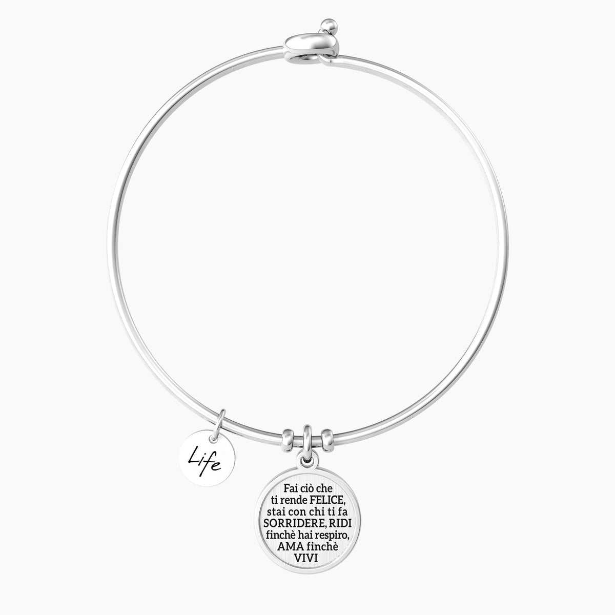 Bracciale rigido figlia con ciondolo e frase FIGLIA | FELICITÀ - Gioielleria Fondente