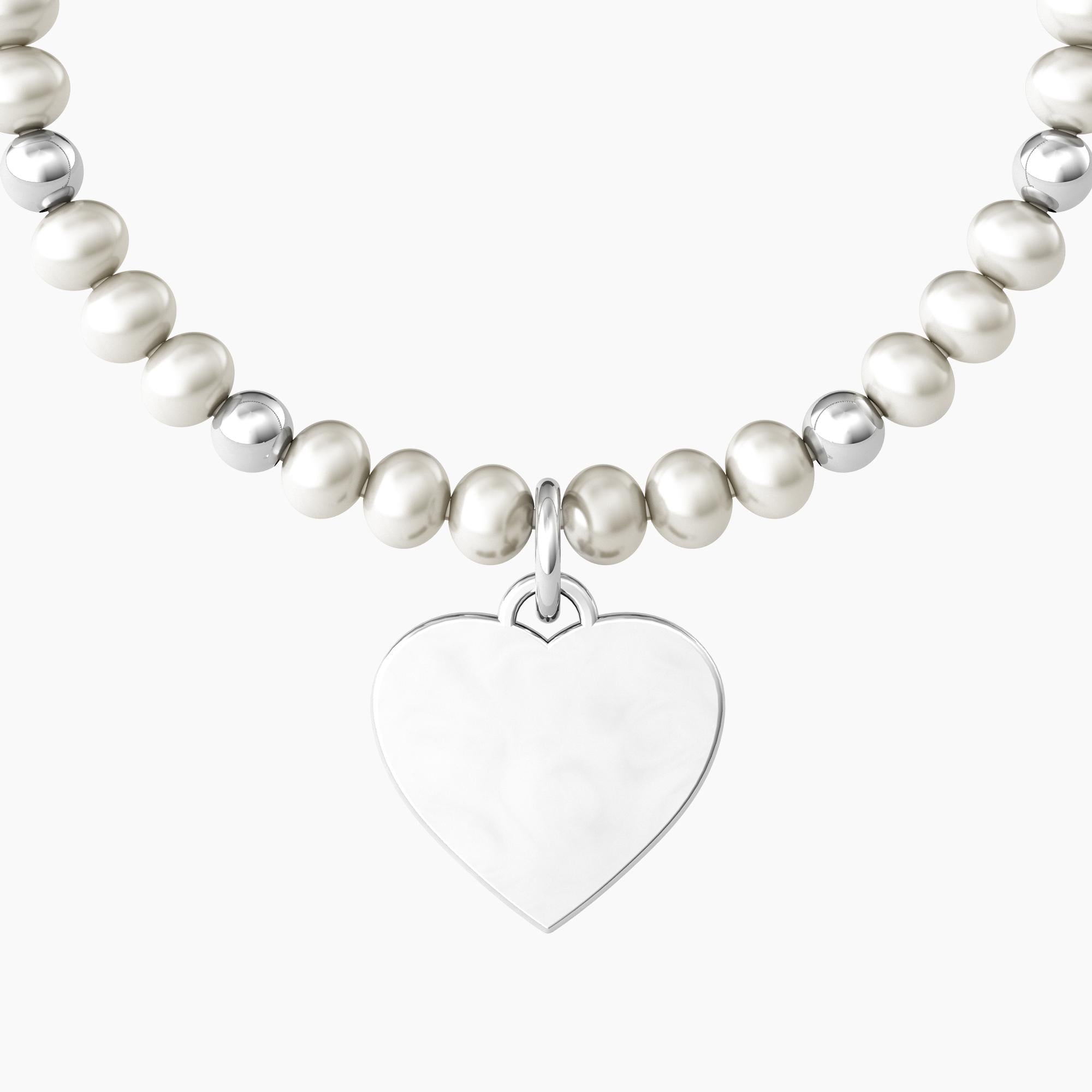 Bracciale amica con perle e ciondolo cuore CUORE | AMICA SEI UNICA - Gioielleria Fondente