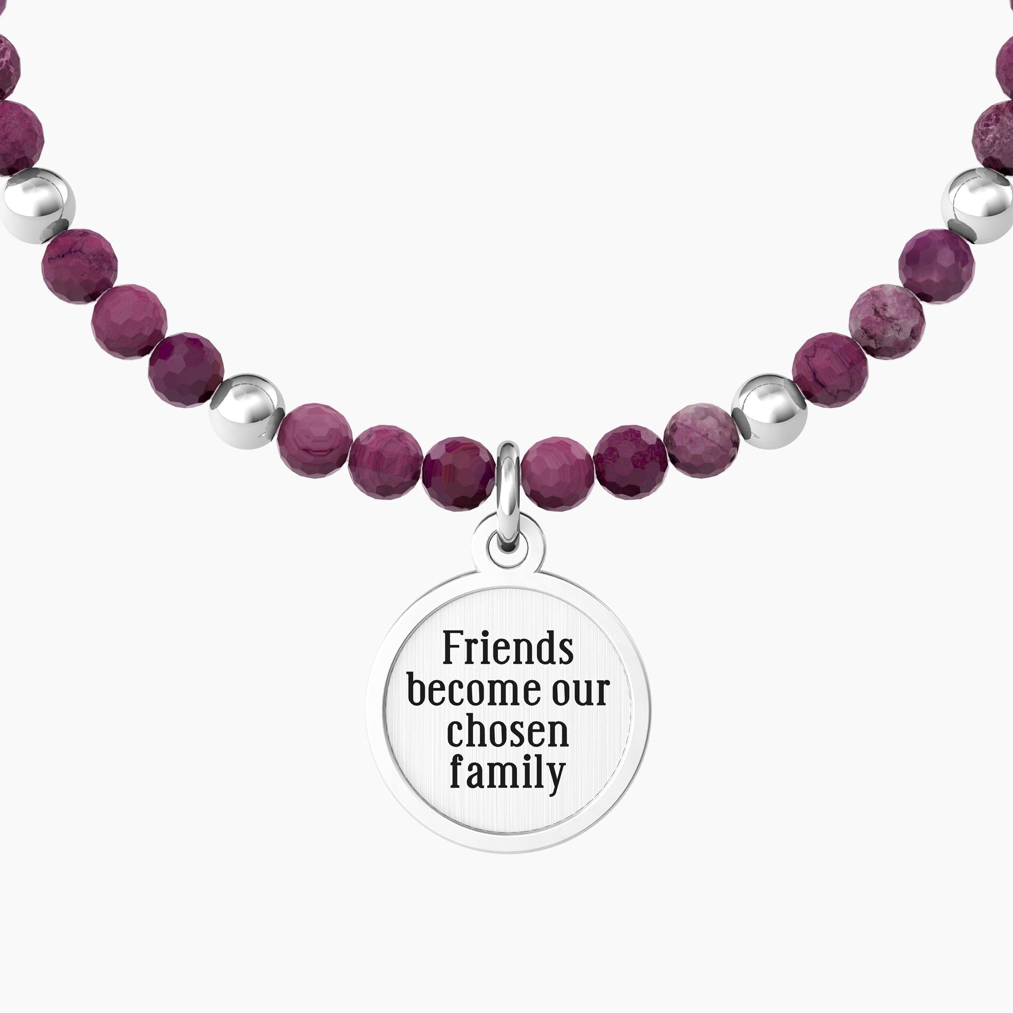 Bracciale amica con agata fucsia e ciondolo "Amici" - Gioielleria Fondente
