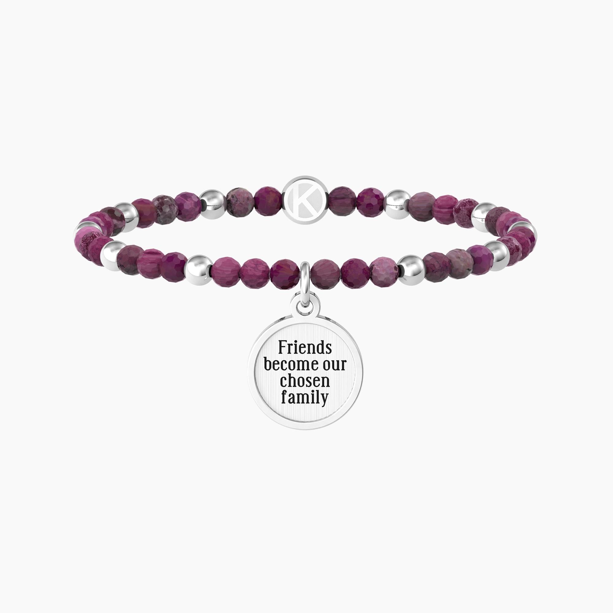 Bracciale amica con agata fucsia e ciondolo "Amici" - Gioielleria Fondente