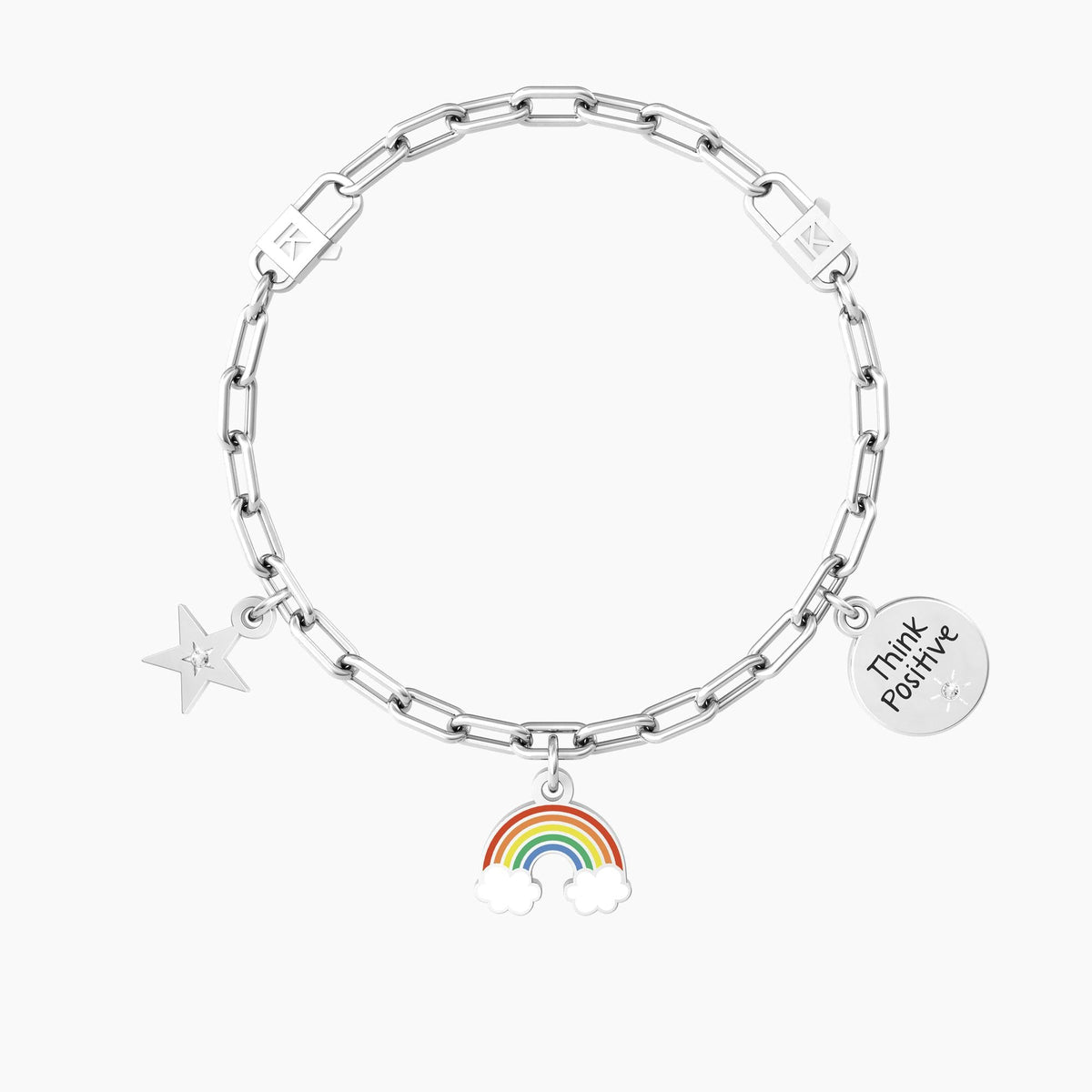 Bracciale regolabile con ciondoli arcobaleno e stella ARCOBALENO | THINK POSITIVE - Gioielleria Fondente