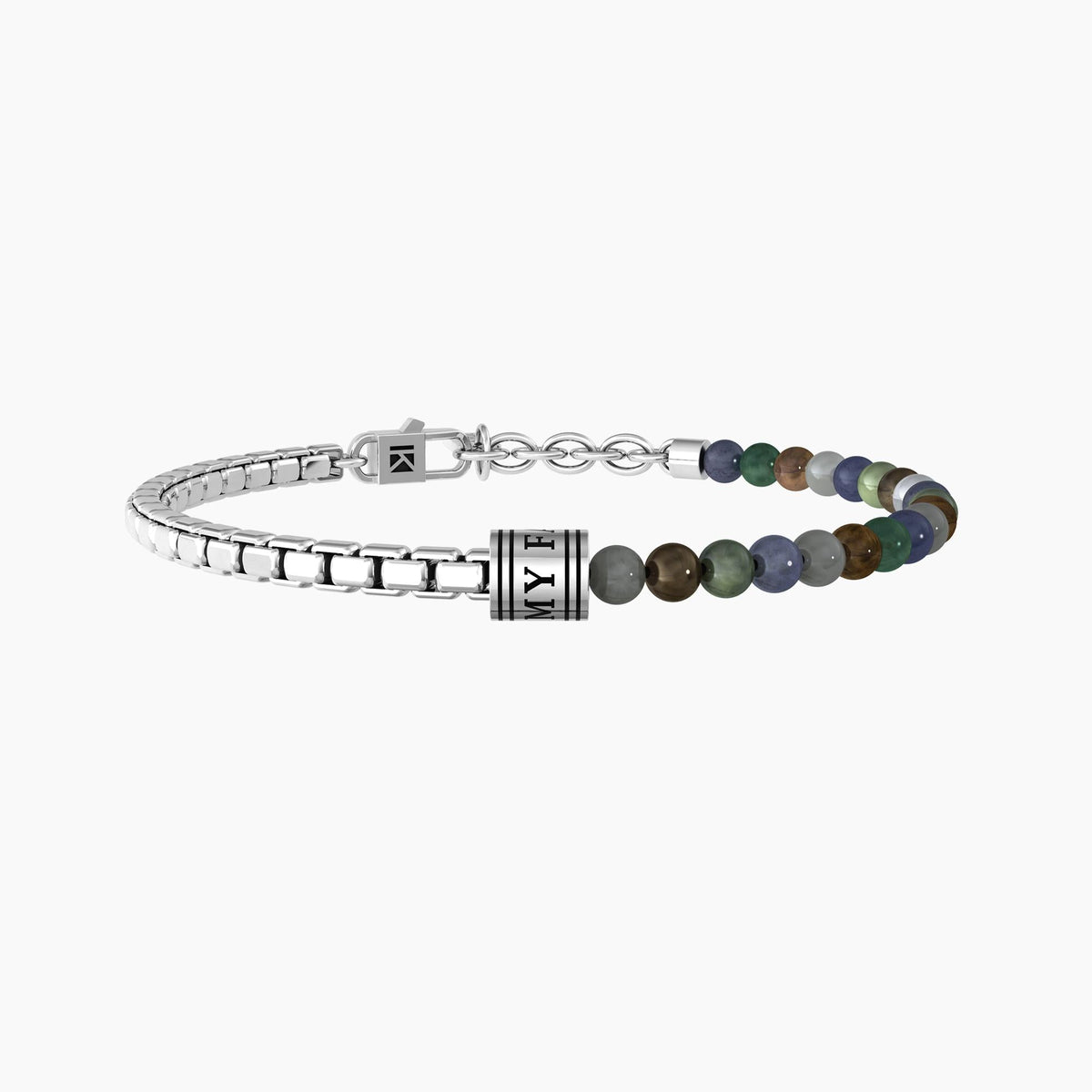 Bracciale uomo famiglia con catena e pietre naturali multicolor MY FAMILY - Gioielleria Fondente