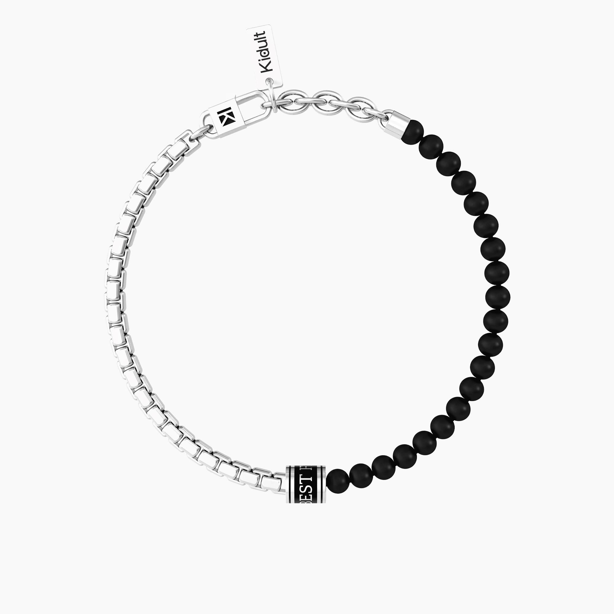 Bracciale amicizia uomo con catena e agata nera "Best Friends" - Gioielleria Fondente