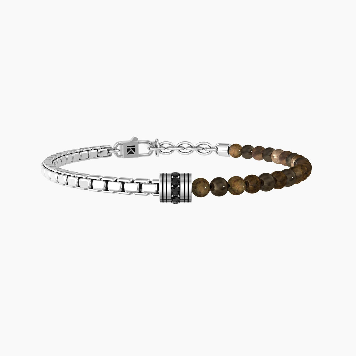 Bracciale uomo con catena e occhio di tigre "Equilibrio" - Gioielleria Fondente
