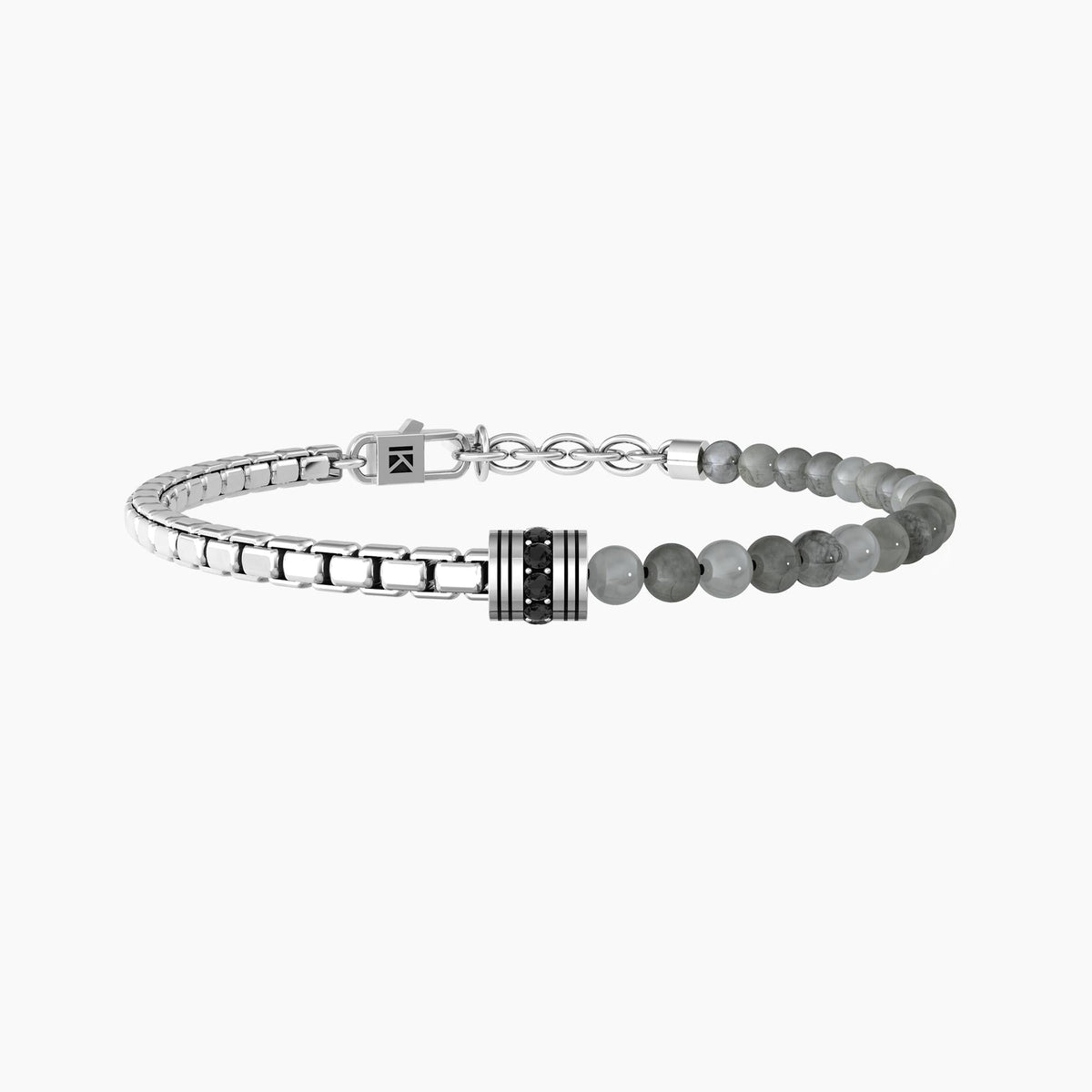Bracciale uomo con catena e agata grigia "Equilibrio" - Gioielleria Fondente