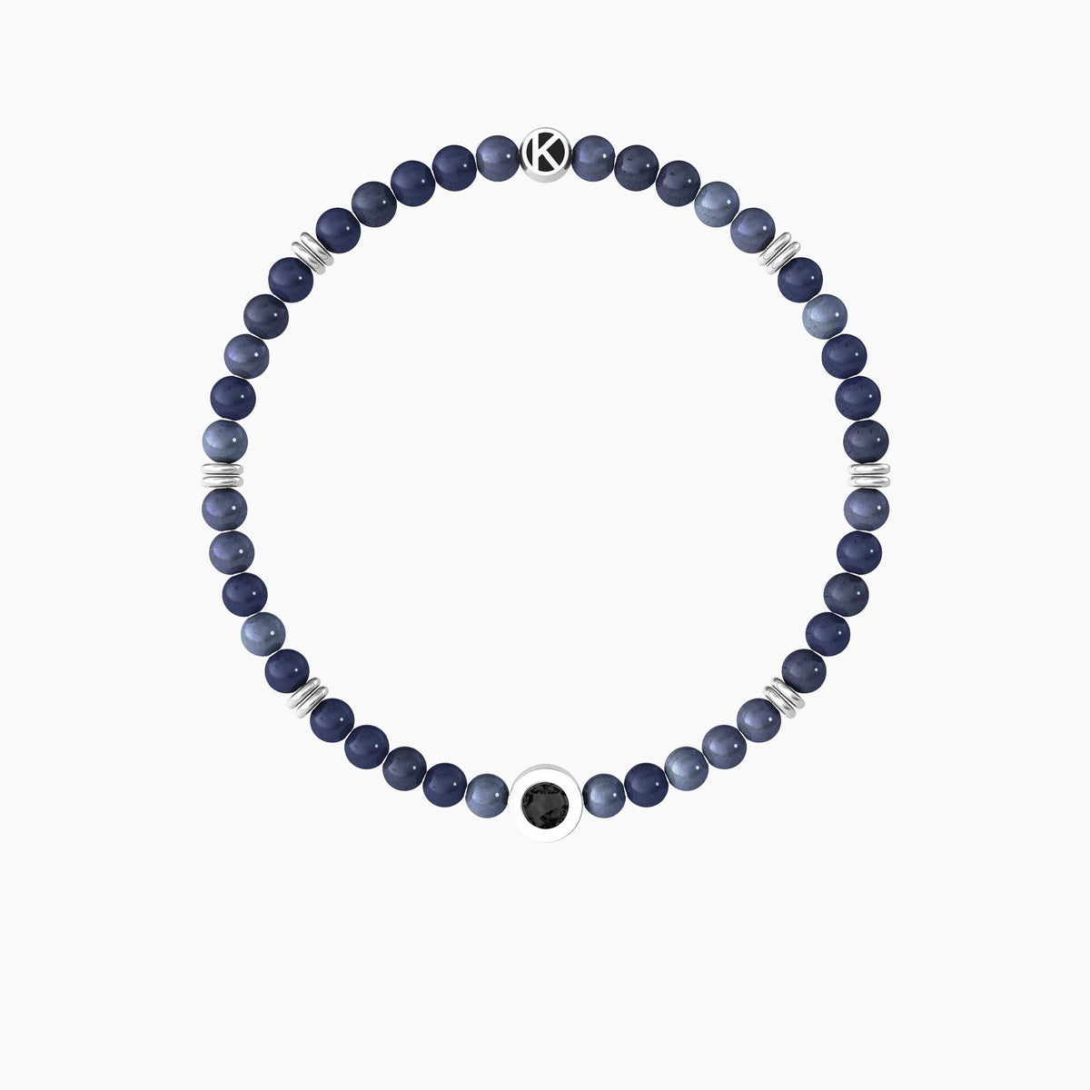 Bracciale uomo con dumortierite blu e cristalli "Unicità" - Gioielleria Fondente