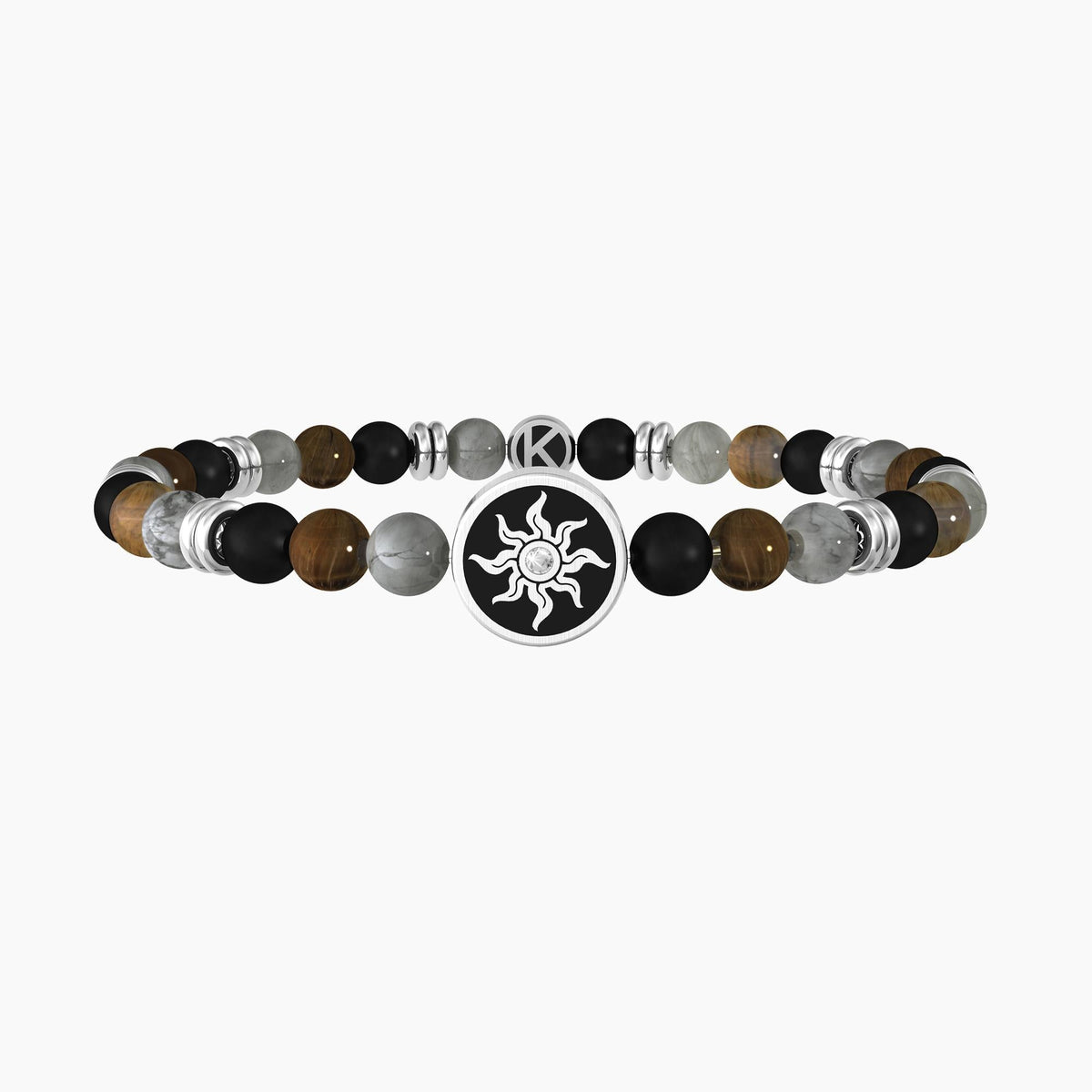 Bracciale uomo con pietre naturali multicolor, cristalli e sole "Sole | New beginning" - Gioielleria Fondente