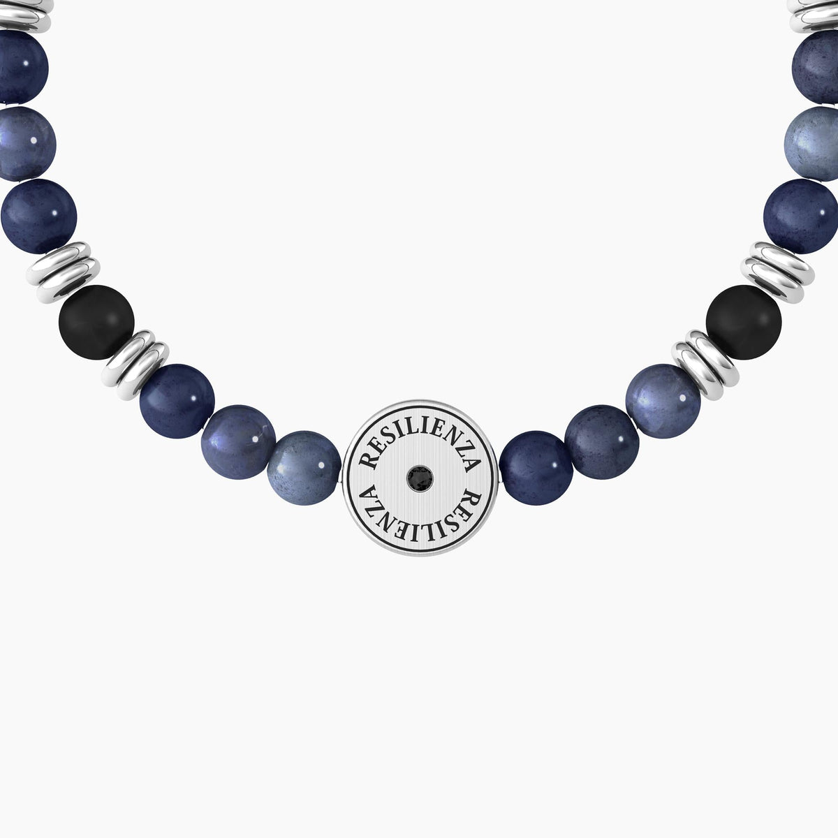 Bracciale uomo con dumortierite blu, agata nera e tartaruga "Tartaruga | Resilienza" - Gioielleria Fondente