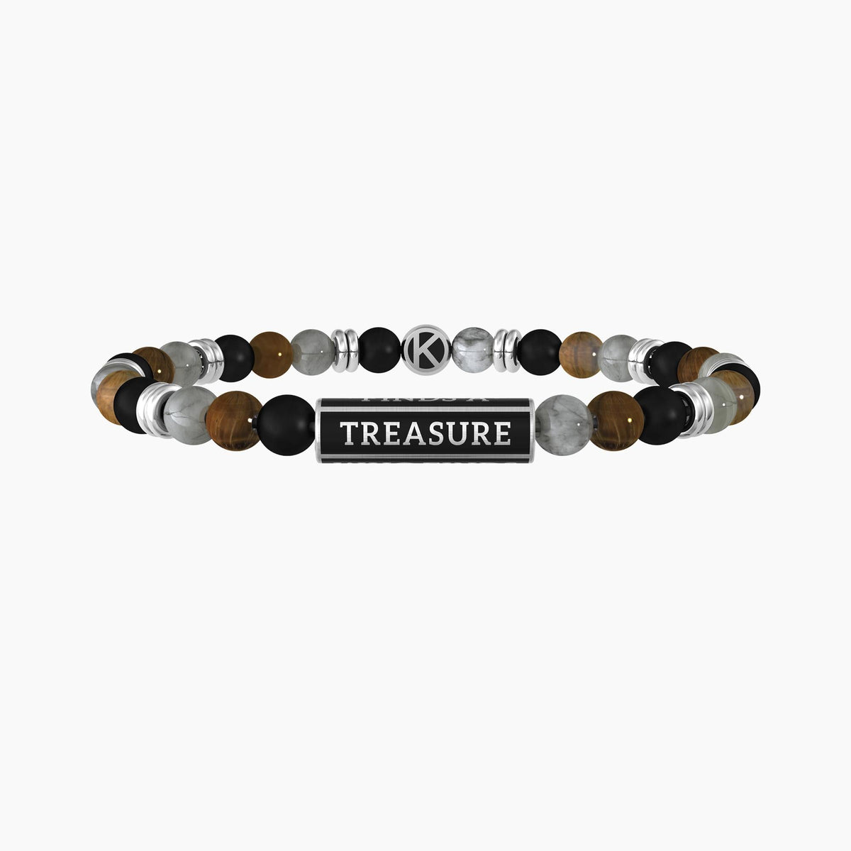 Bracciale amicizia uomo con pietre naturali "Who finds a friend finds a treasure" - Gioielleria Fondente