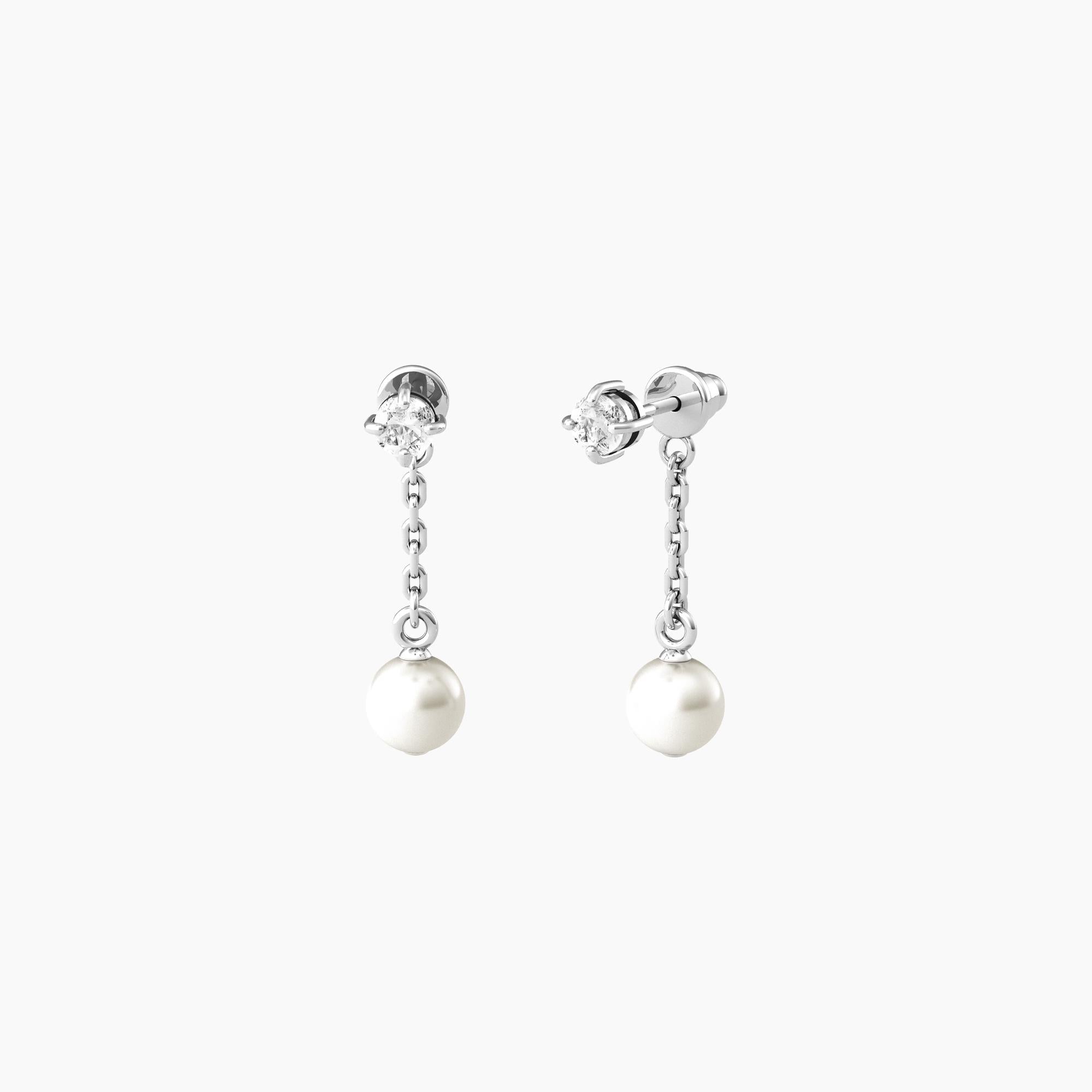 Orecchini con cristalli a lobo e perle pendenti "One in a million" - Gioielleria Fondente