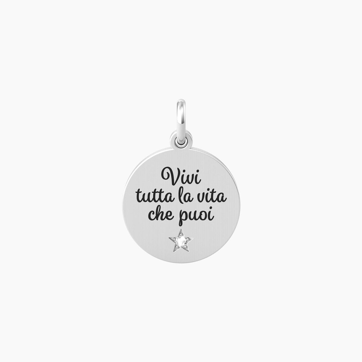 Ciondolo con frase vivi la vita e cristallo VIVI LA VITA - Gioielleria Fondente