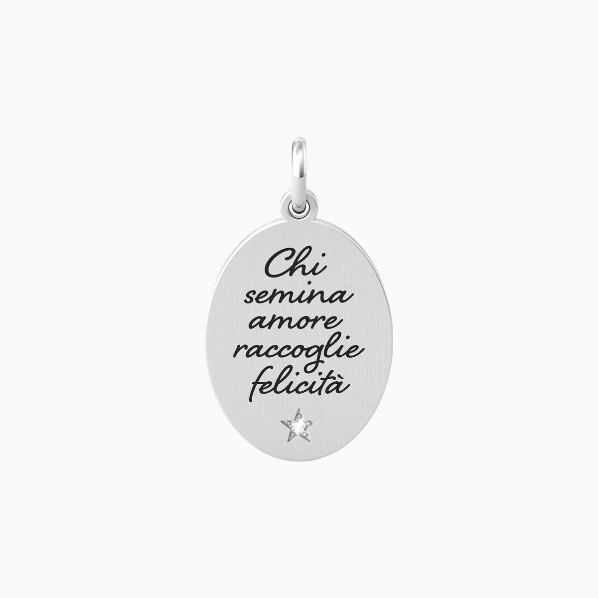 Ciondolo ovale con frase amore AMORE | FELICITÀ - Gioielleria Fondente