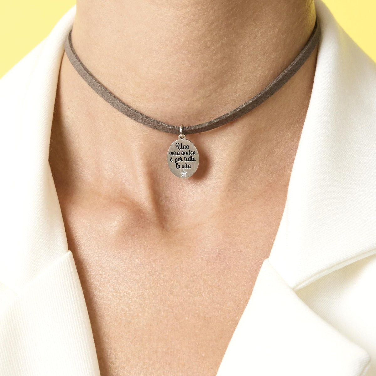 Choker-bracciale in camoscio grigio SKINNY - Gioielleria Fondente