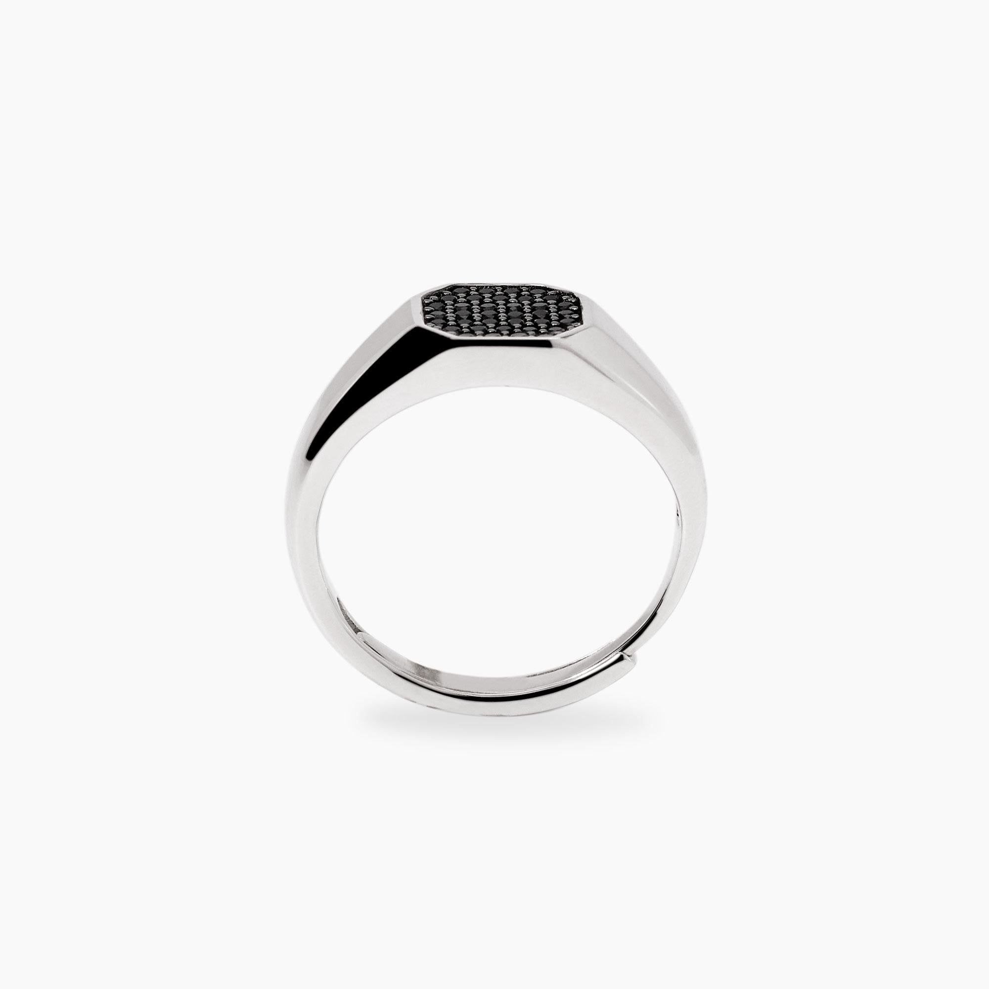Anello uomo in argento con zirconi neri Primo Capitano