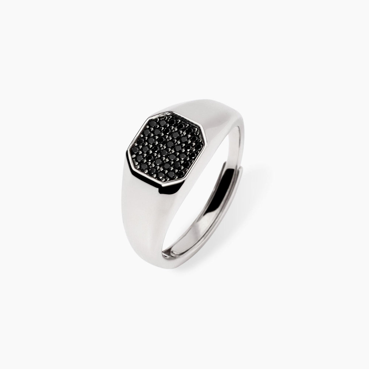 Anello uomo in argento con zirconi neri Primo Capitano