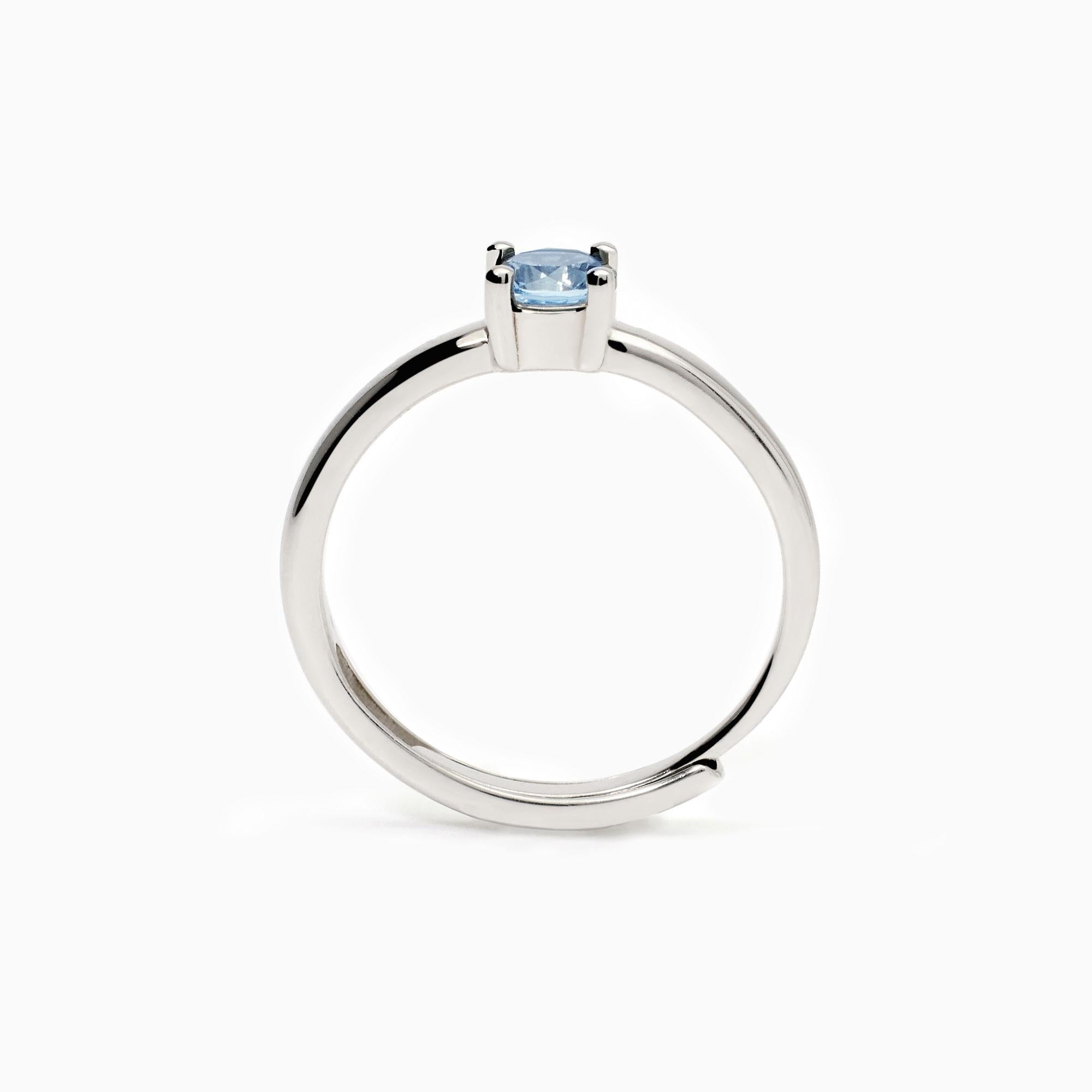 Anello donna in argento con acquamarina sintetica ISABEL - Gioielleria Fondente