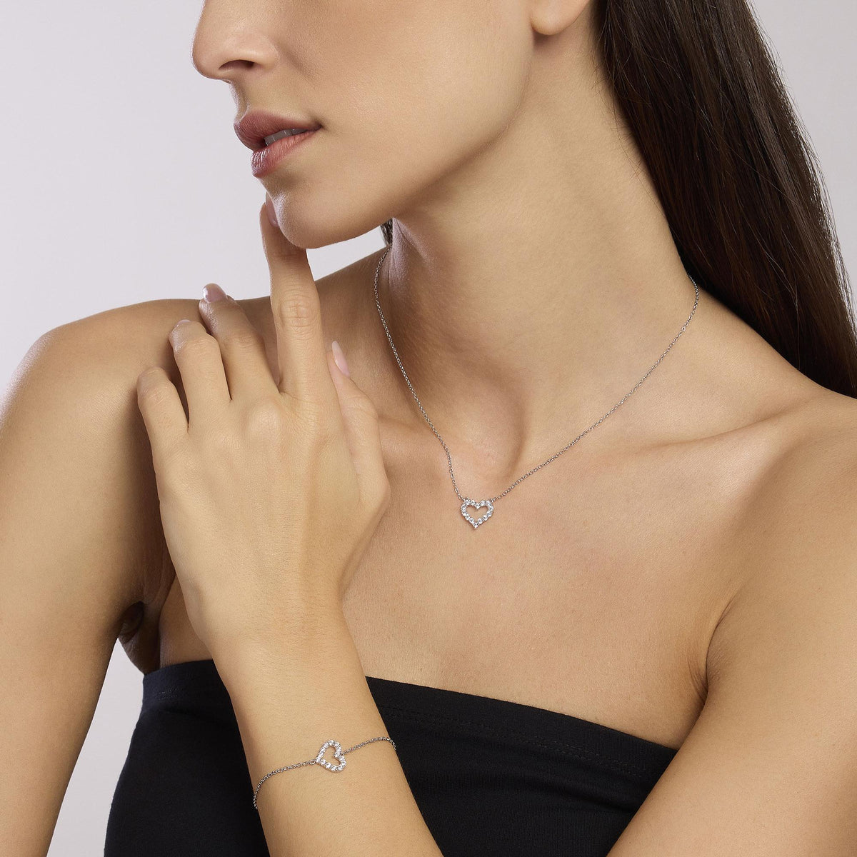 Girocollo in argento con cuore e zirconi HAPPY LOVE - Gioielleria Fondente