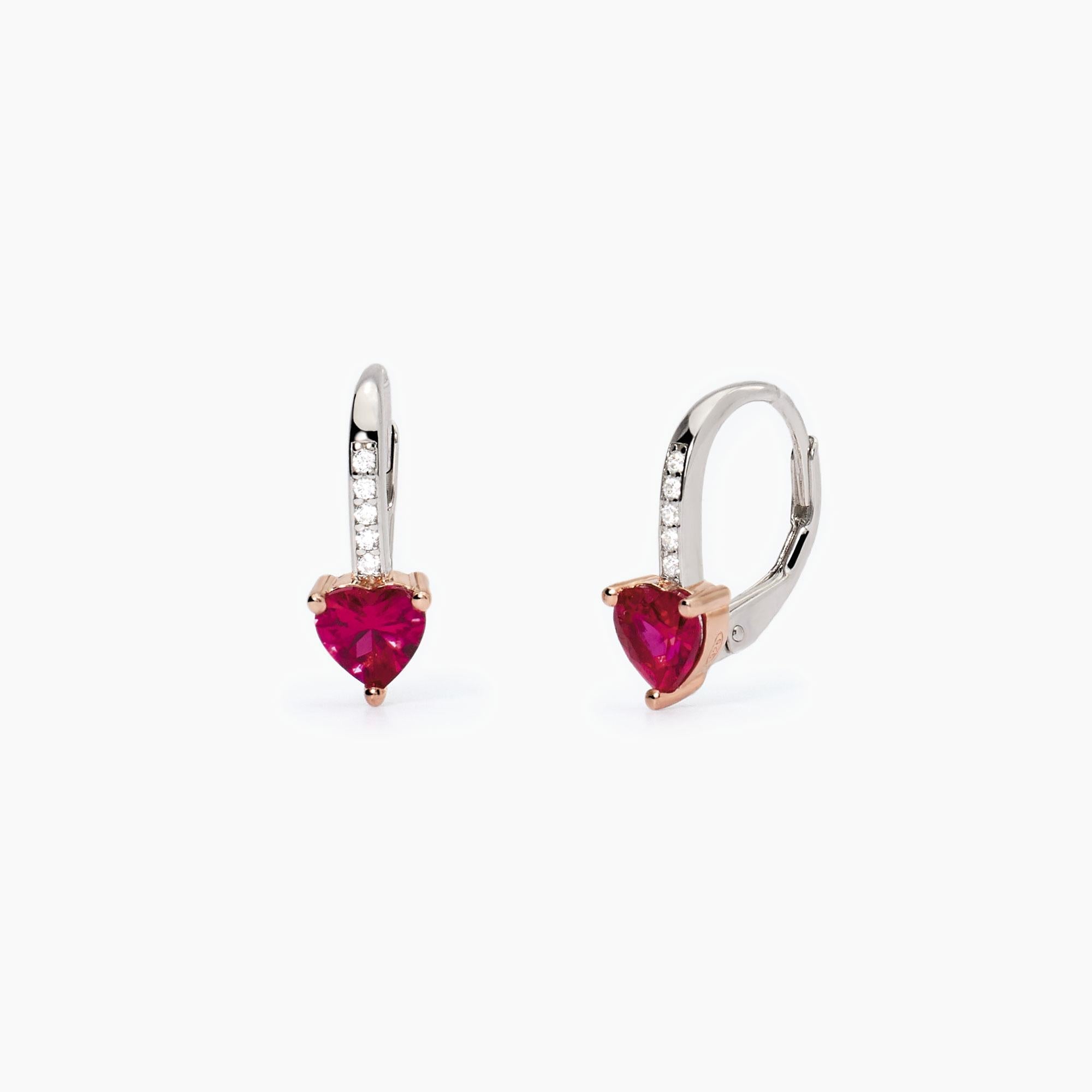 Orecchini in argento con rubini e zirconi ROUGE - Gioielleria Fondente