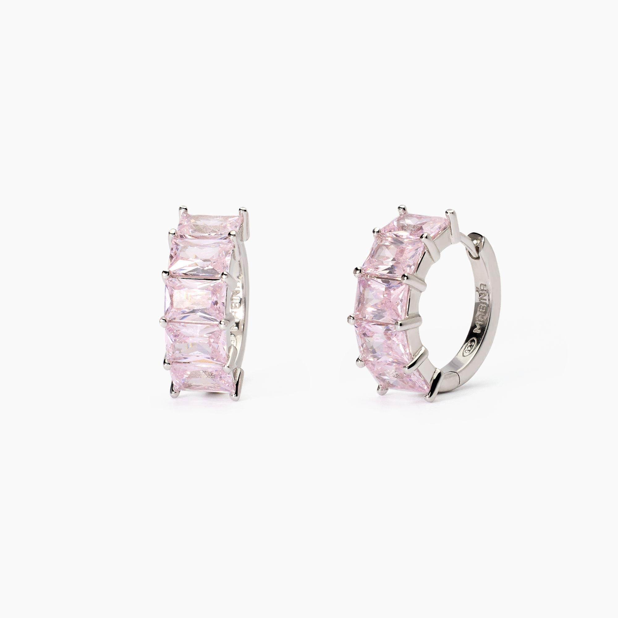 Orecchini in argento con zirconi rosa VALENTINA - Gioielleria Fondente