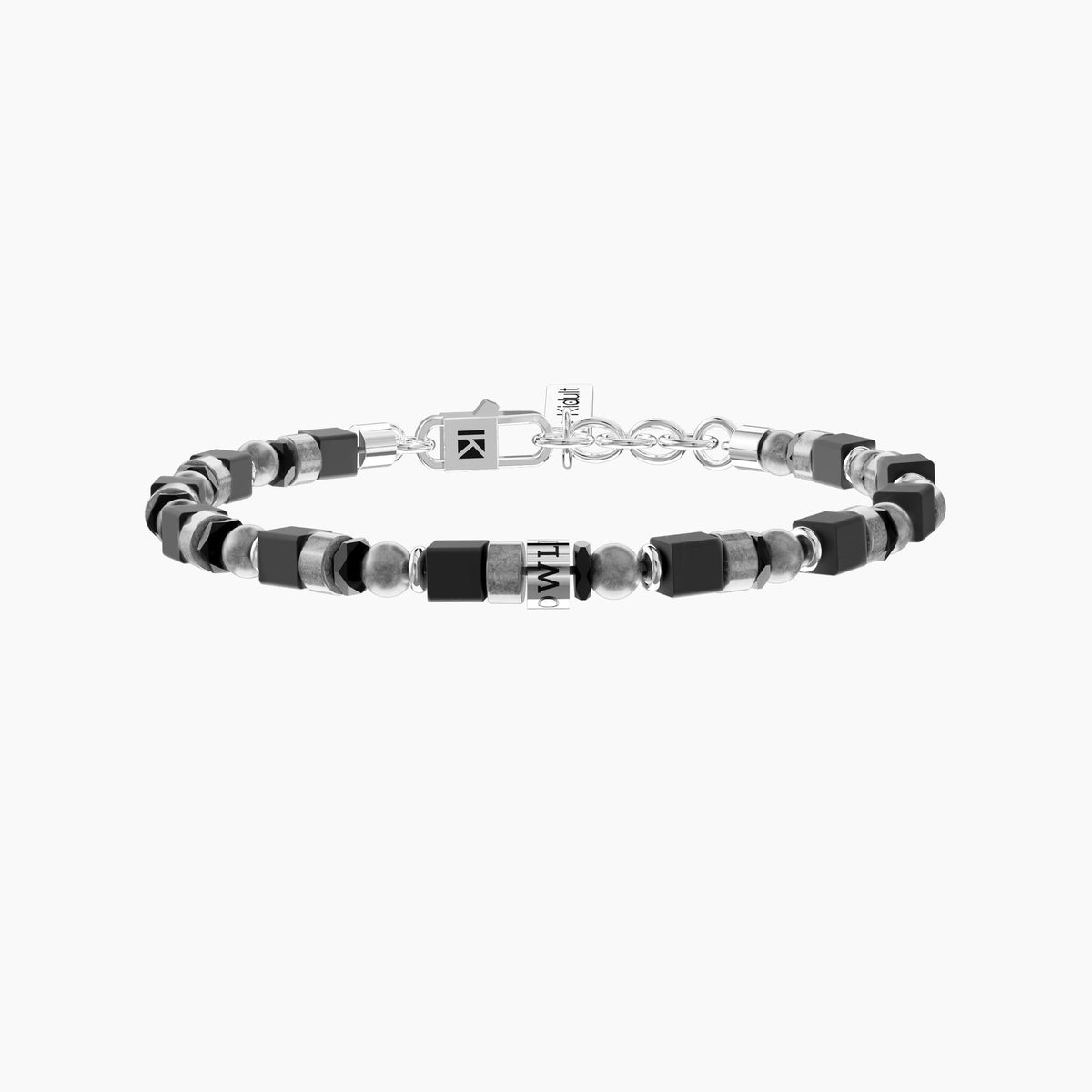 Bracciale uomo con agata grigia e pietre LIFE IS NOW
