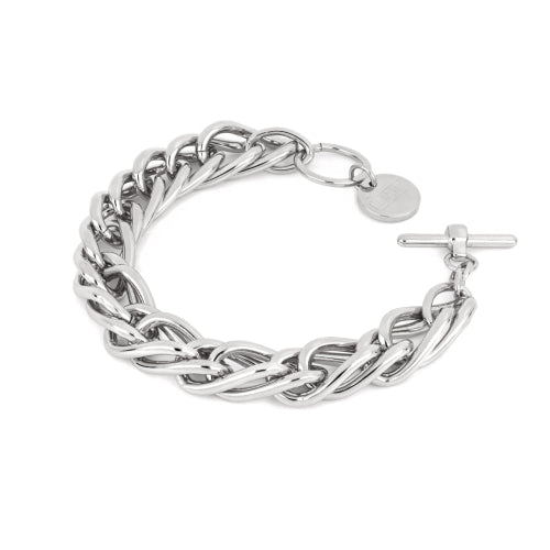 Bracciale catena spiga argentato