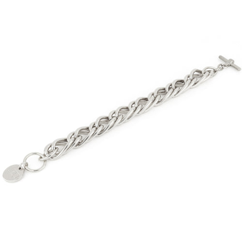 Bracciale catena spiga argentato
