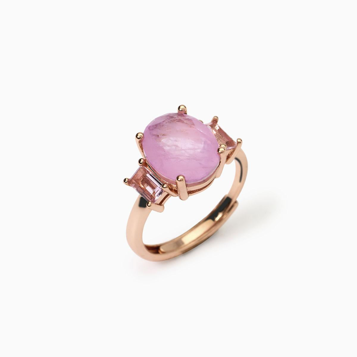 Anello con fusion stone rosa ovale SANTORINI
