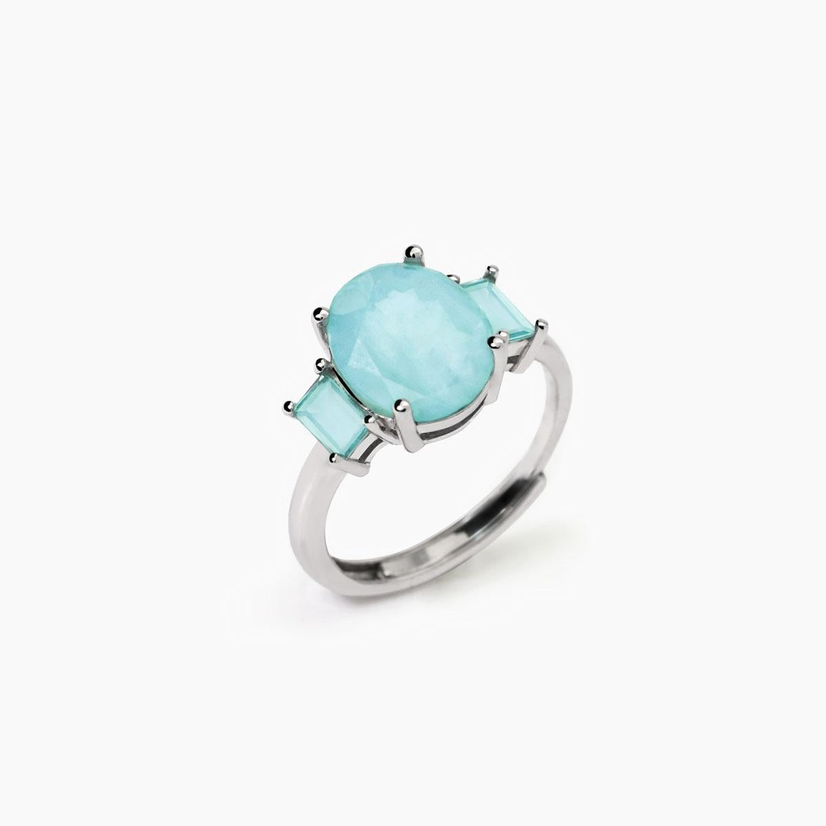 Anello con fusion stone azzurro ovale SANTORINI