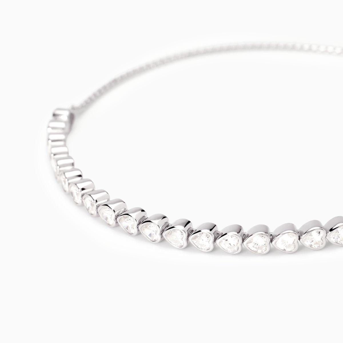 Bracciale con tennis di zirconi taglio cuore PENSIERO STUPENDO