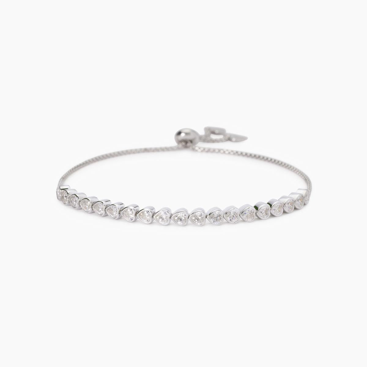 Bracciale con tennis di zirconi taglio cuore PENSIERO STUPENDO