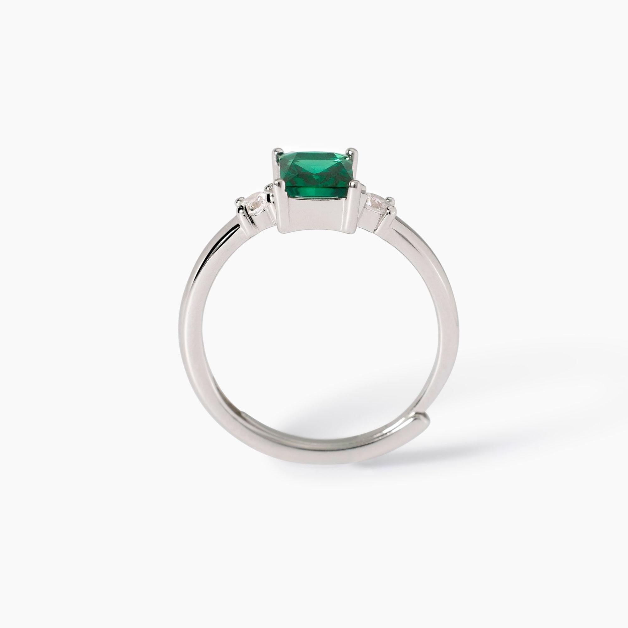 Anello in argento con smeraldo sintetico Battito