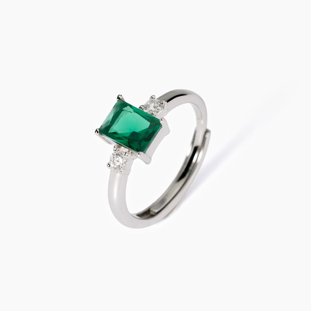 Anello in argento con smeraldo sintetico Battito