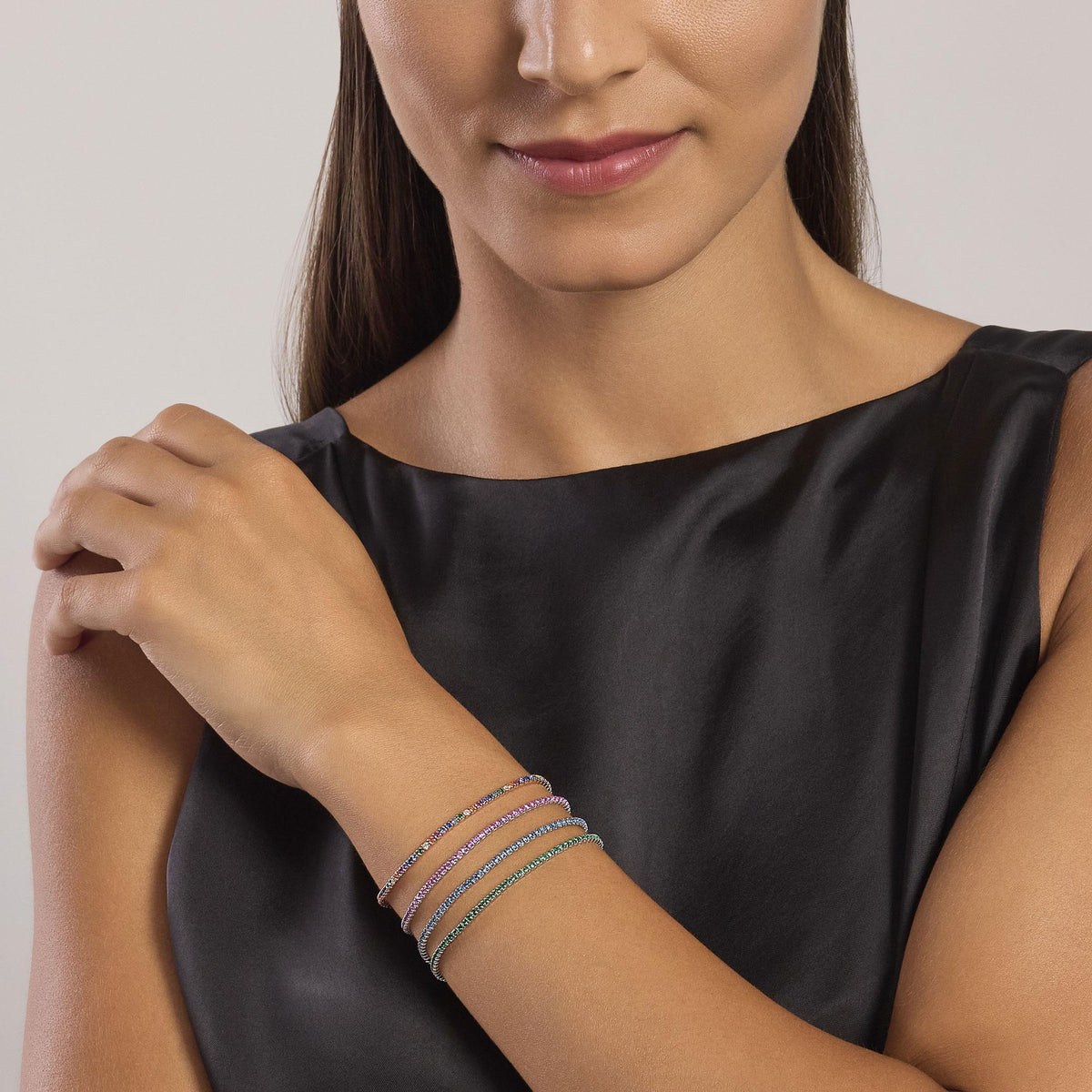 Bracciale tennis placcato oro rosa con pietre Mini Tennis