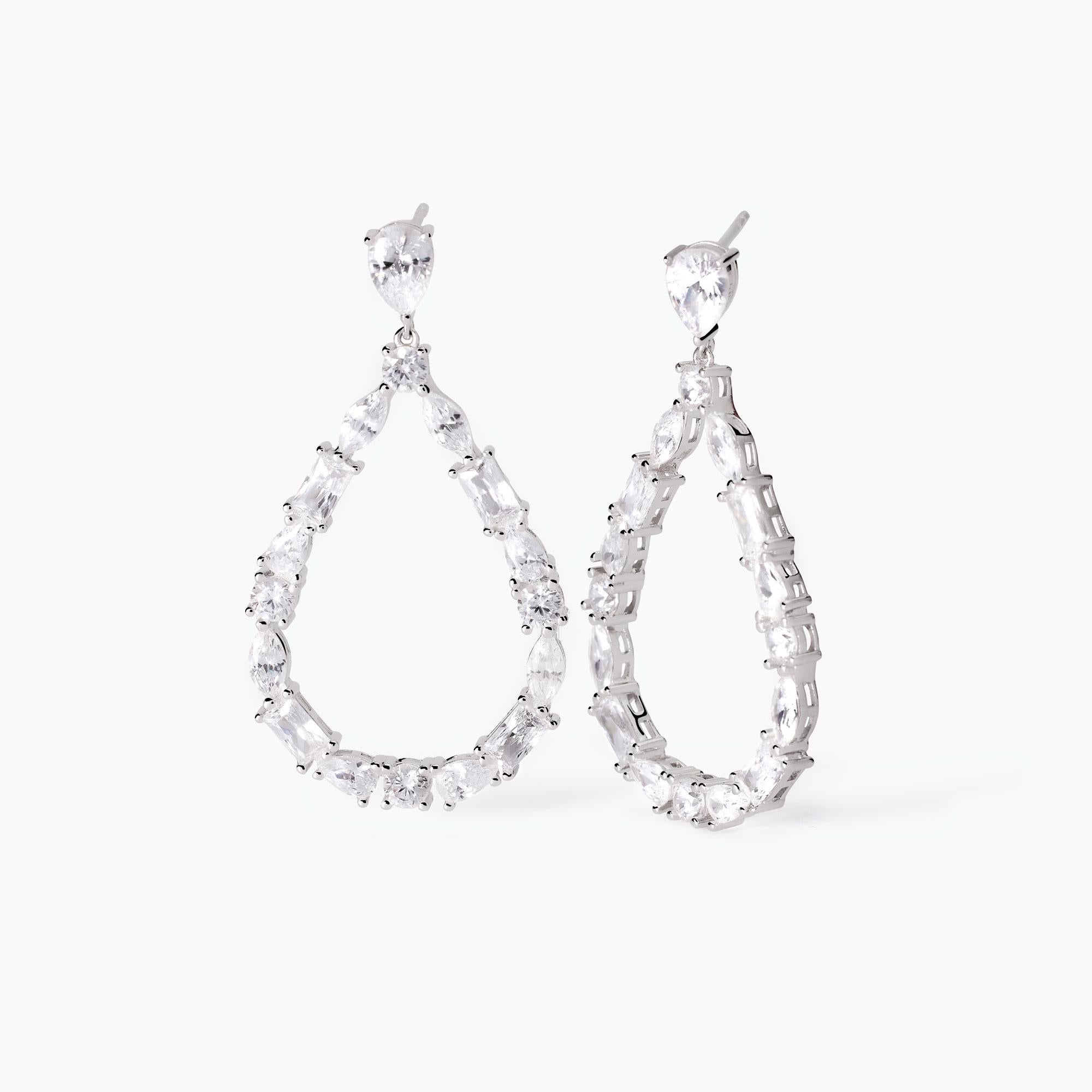 Orecchini in argento a goccia con zirconi Luxury