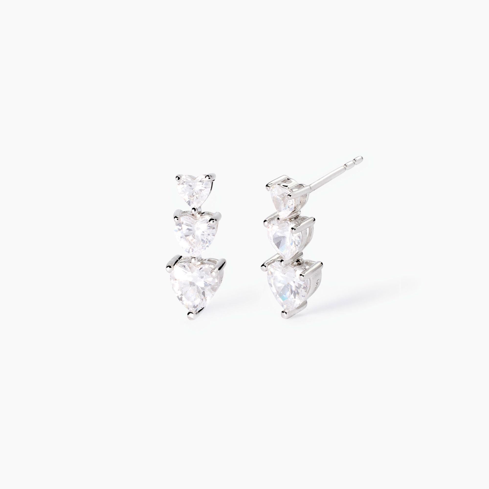 Orecchini in argento con zirconi cuore Lovely