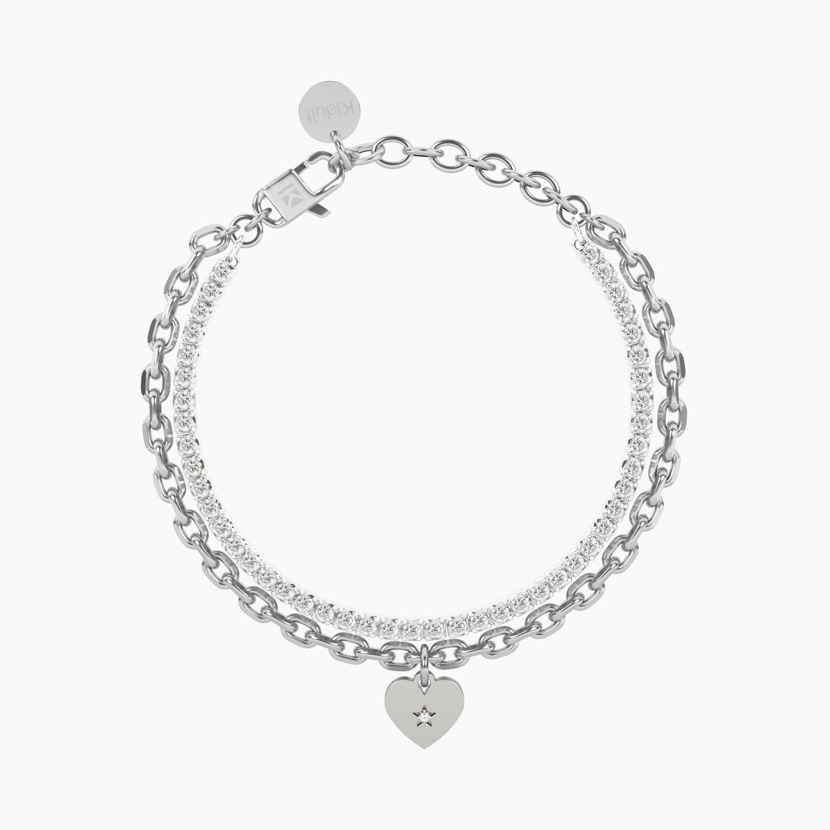 Bracciale tennis e catena forzatina con cuore Cuore | grazie