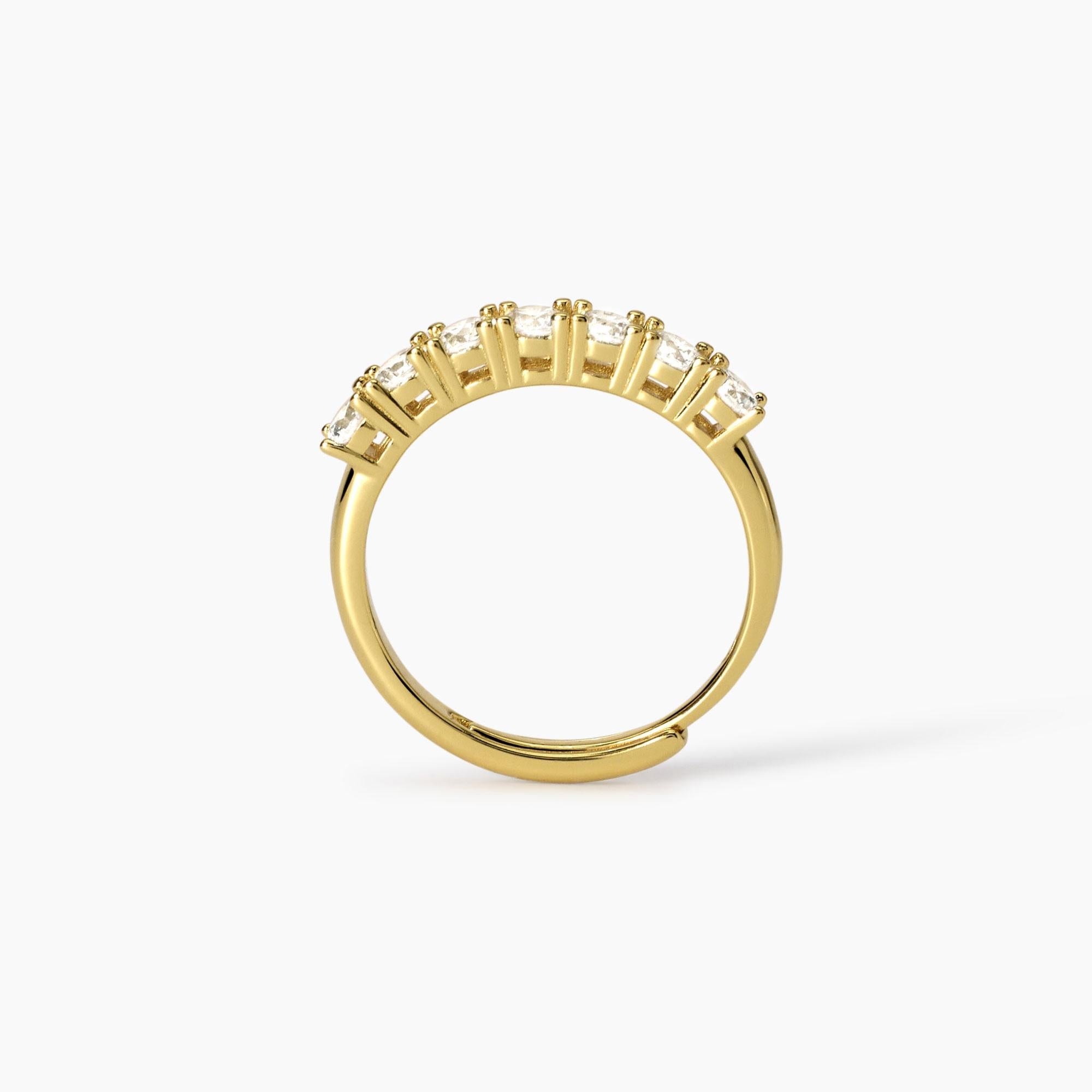 Anello veretta dorato con zirconi Seventies