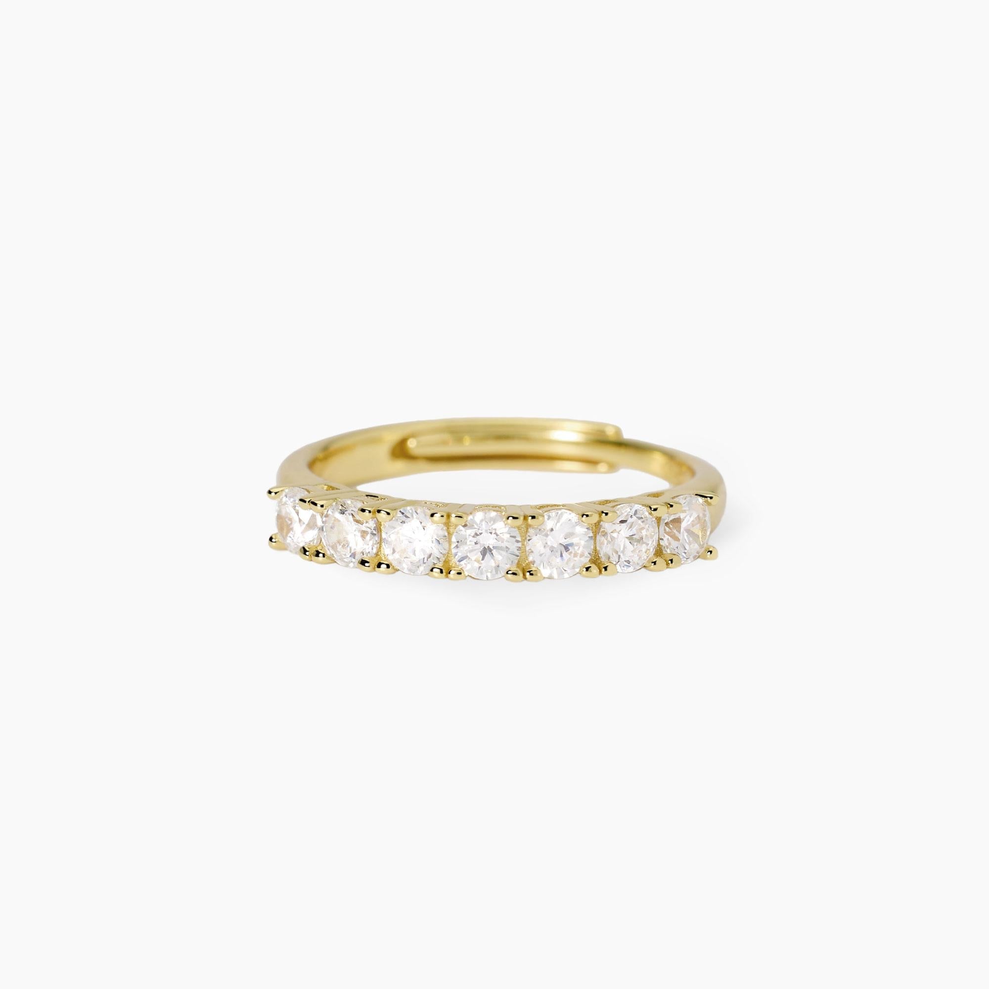 Anello veretta dorato con zirconi Seventies