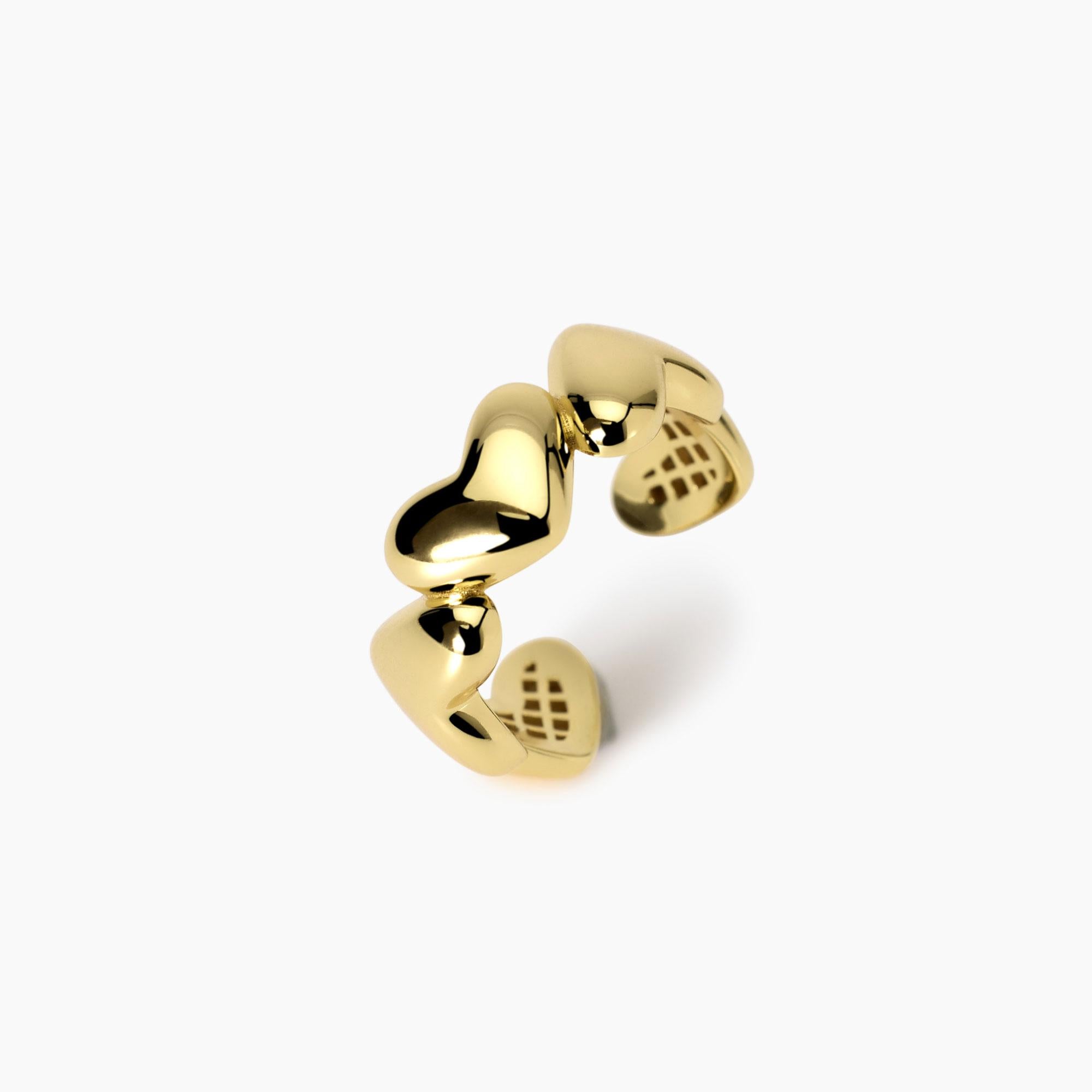 Anello con cuori in argento dorato Capogiro