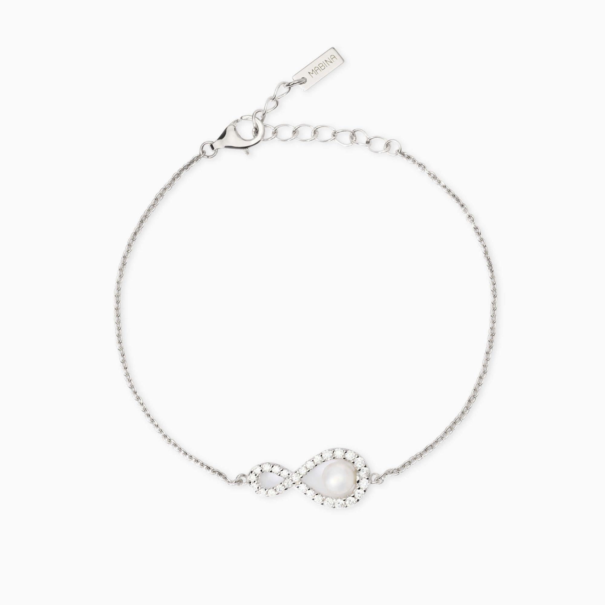 Bracciale con simbolo infinito e perla coltivata Endless