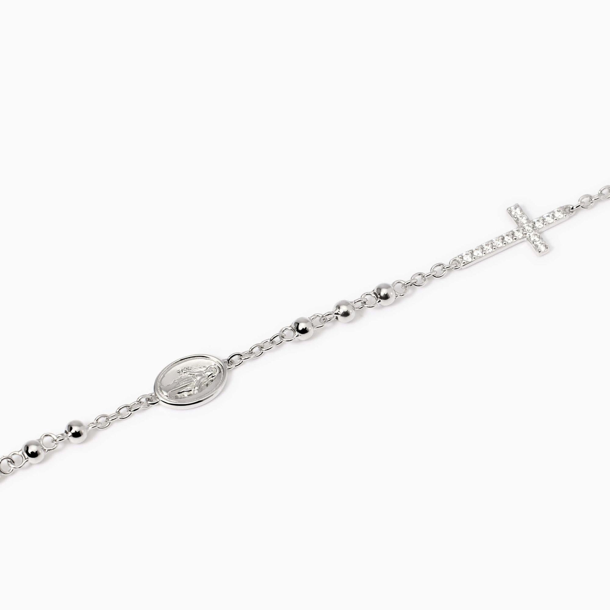 Bracciale con croce e Madonnina Rosario